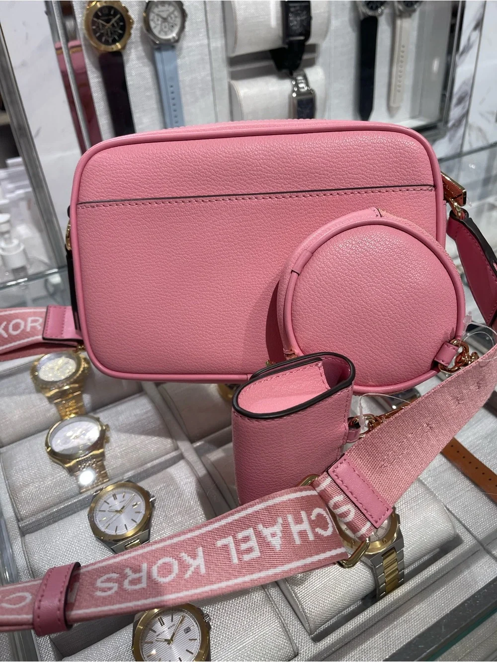 Michael Kors JST Md Pocket Leather Messenger XBody With Attachments Crossbody